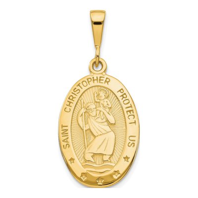 10K Yellow Gold Large St Christopher Pendant