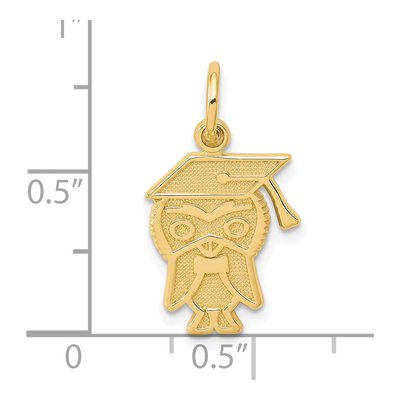 10K Yellow Gold Graduation Owl Pendant – view 4