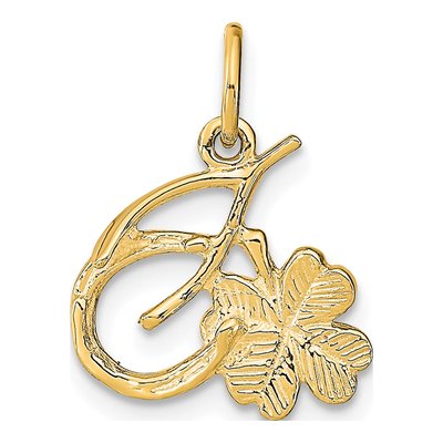 10K Yellow Gold Horseshoe Wishbone Shamrock Charm