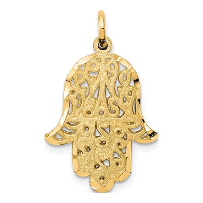 10K Yellow Gold Filigree Chamseh Pendant