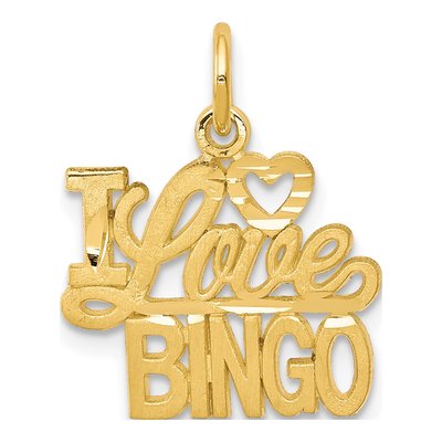10K Yellow Gold I LOVE Bingo Pendant