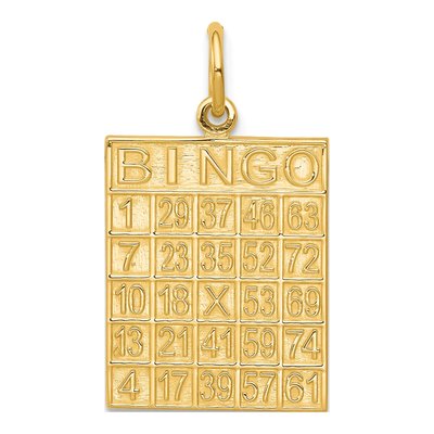 10K Yellow Gold Bingo Card Pendant