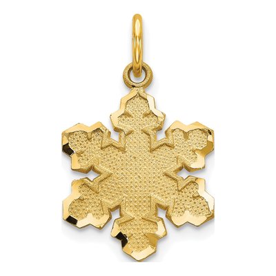 10K Yellow Gold Diamond-Cut Snowflake Charm
