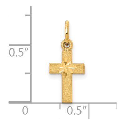 10K Yellow Gold Small Diamond-Cut Cross Charm – view 4