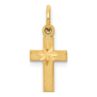 10K Yellow Gold Small Diamond-Cut Cross Charm