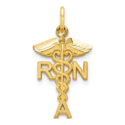 10K Yellow Gold RN Nurse Charm