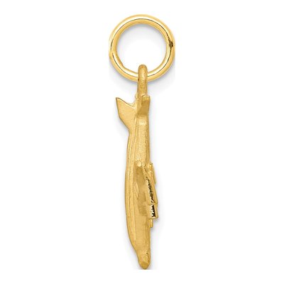 10K Yellow Gold 3D Diamond-Cut Airplane Charm – view 3