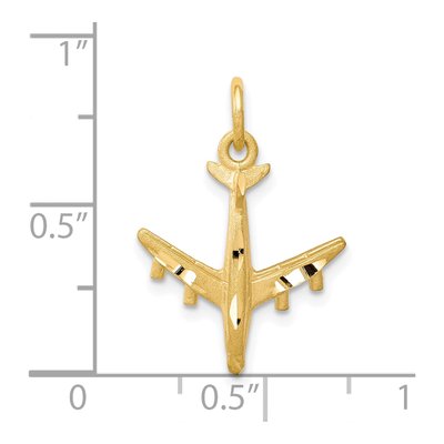 10K Yellow Gold 3D Diamond-Cut Airplane Charm – view 4