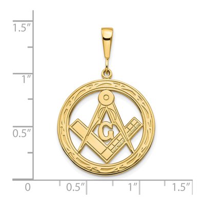 10K Yellow Gold Masonic Symbol Circle Pendant – view 4