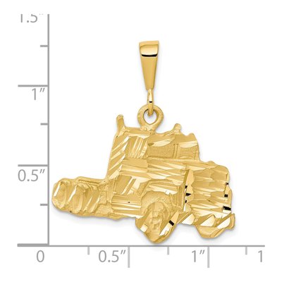 10K Yellow Gold Diamond-Cut Semi Truck Charm – view 4