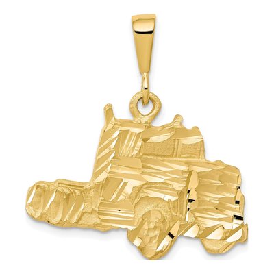 10K Yellow Gold Diamond-Cut Semi Truck Charm