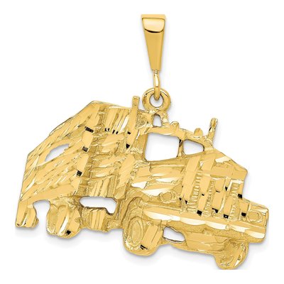 10K Yellow Gold Diamond-Cut Trailer Pendant