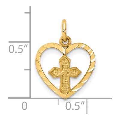 10K Yellow Gold Cross Heart Pendant – view 4