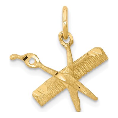 10K Yellow Gold Comb Scissors Pendant