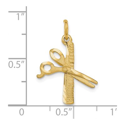10K Yellow Gold Comb Scissors Pendant – view 4
