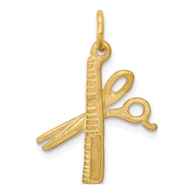 10K Yellow Gold Comb Scissors Pendant – view 5