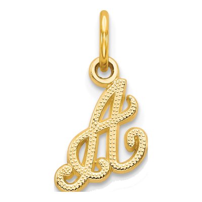 10K Yellow Gold Script Initial A Pendant