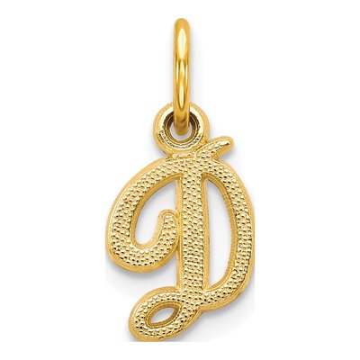 10K Yellow Gold Script Initial D Pendant