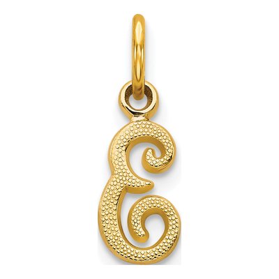 10K Yellow Gold Small Script Initial E Charm
