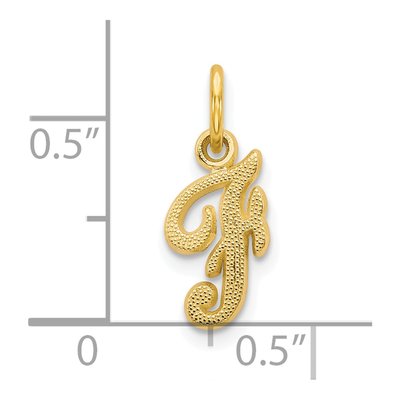 10K Yellow Gold Script Initial F Pendant – view 4