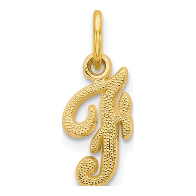 10K Yellow Gold Script Initial F Pendant