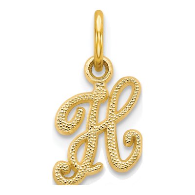 10K Yellow Gold Script Initial H Charm