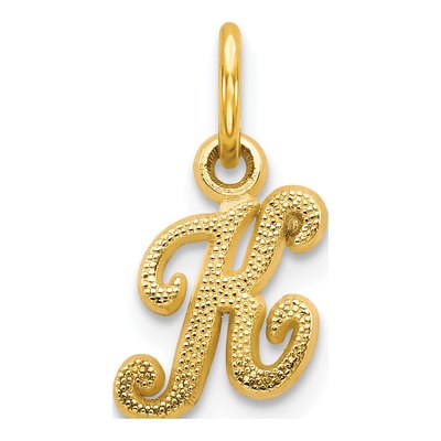10K Yellow Gold Small Script Initial K Charm