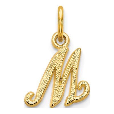 10K Yellow Gold Script Initial M Charm