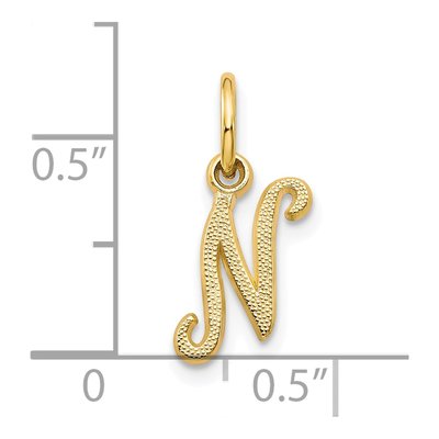 10K Yellow Gold Script Initial N Charm – view 4