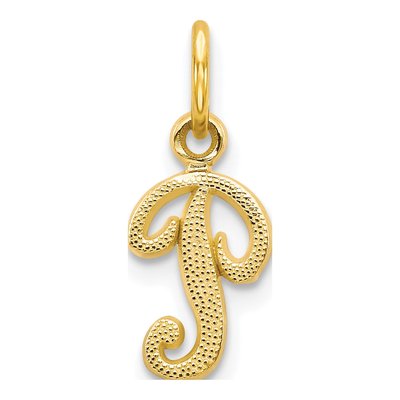 10K Yellow Gold Script Initial P Charm