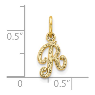 10K Yellow Gold Script Initial R Charm – view 4