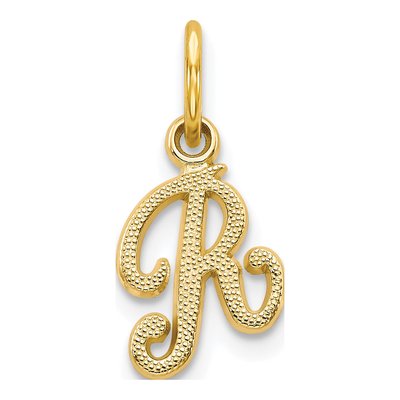 10K Yellow Gold Script Initial R Charm