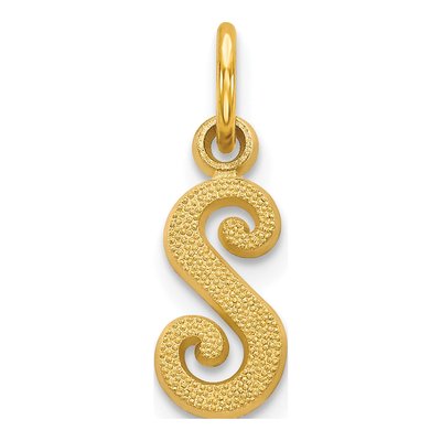 10K Yellow Gold Script Initial S Charm