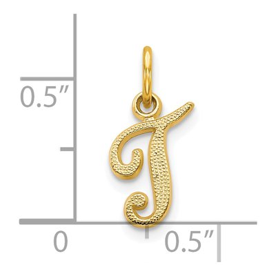 10K Yellow Gold Script Initial T Charm – view 4