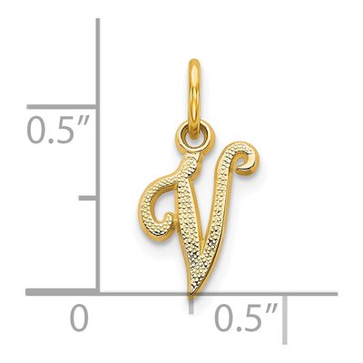 10K Yellow Gold Script Initial V Charm – view 4