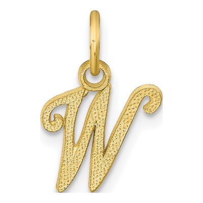 10K Yellow Gold Script Initial W Charm