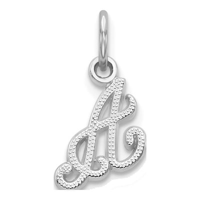 10K White Gold Script Initial A Pendant