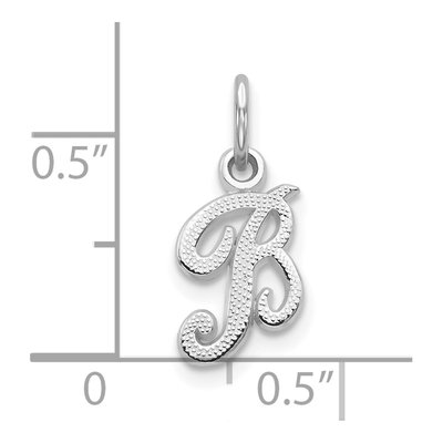 10K White Gold Script Initial B Charm – view 3