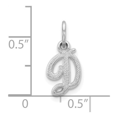 10K White Gold Script Initial D Pendant – view 3