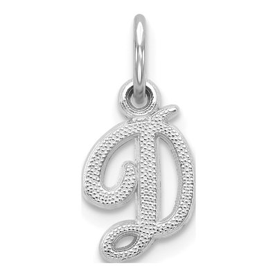 10K White Gold Script Initial D Pendant