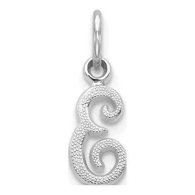 10K White Gold Script Initial E Pendant