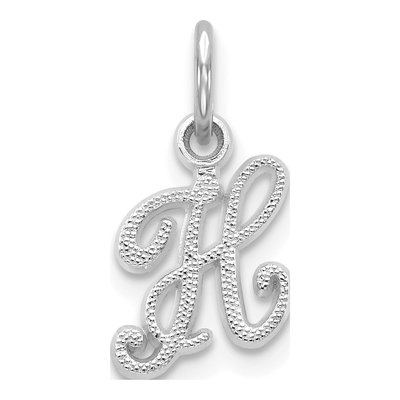 10K White Gold Script Initial H Pendant