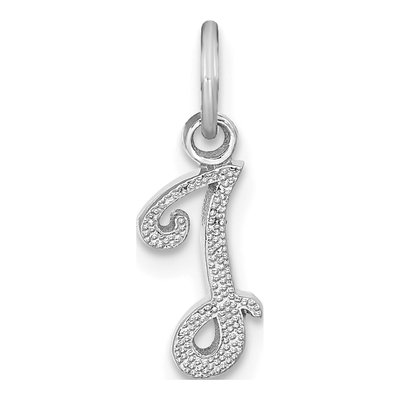10K White Gold Script Initial I Charm