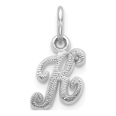 10K White Gold Script Initial K Pendant