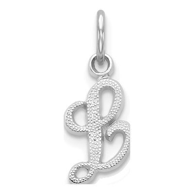 10K White Gold Script Initial L Pendant