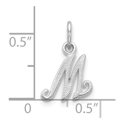 10K White Gold Script Initial M Pendant – view 4