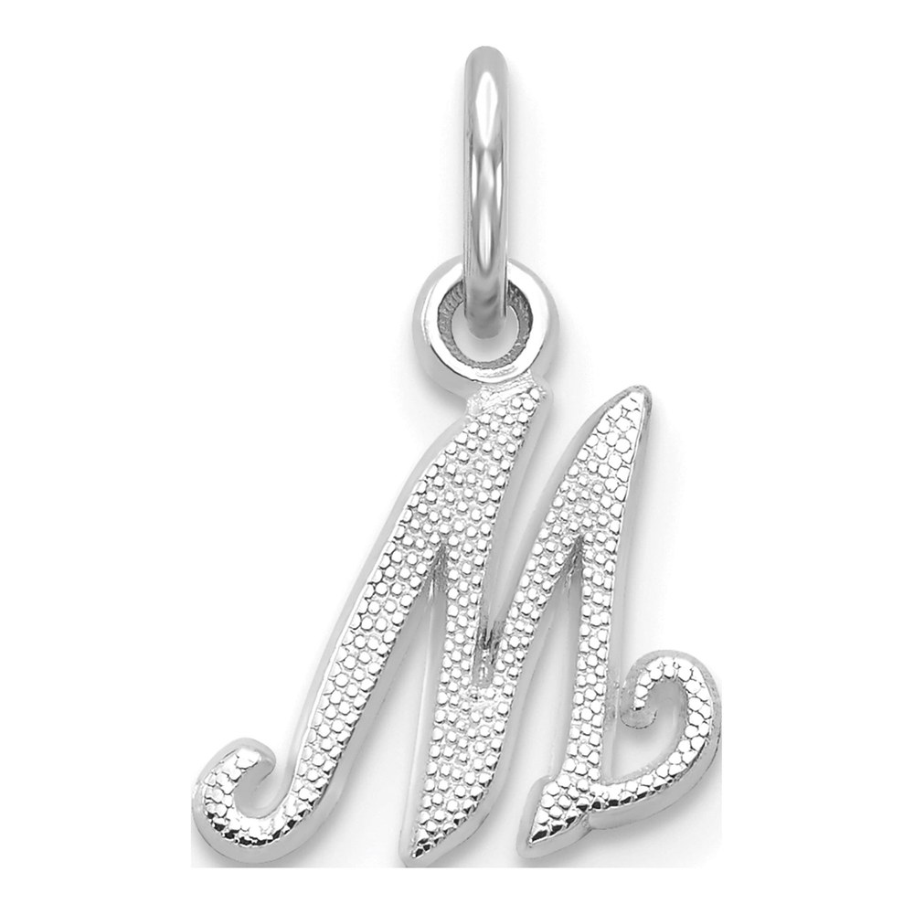 10K White Gold Script Initial M Pendant
