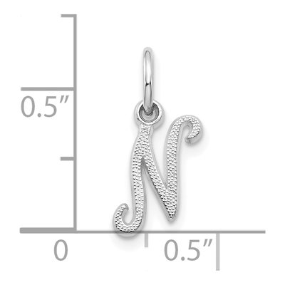 10K White Gold Script Initial N Charm – view 4