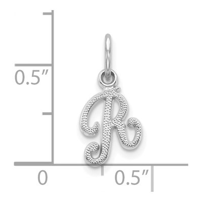 10K White Gold Script Initial R Pendant – view 4