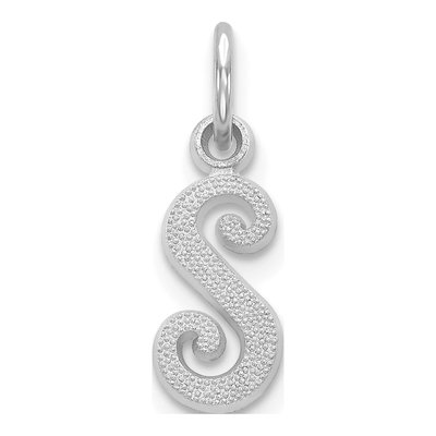 10K White Gold Script Initial S Pendant